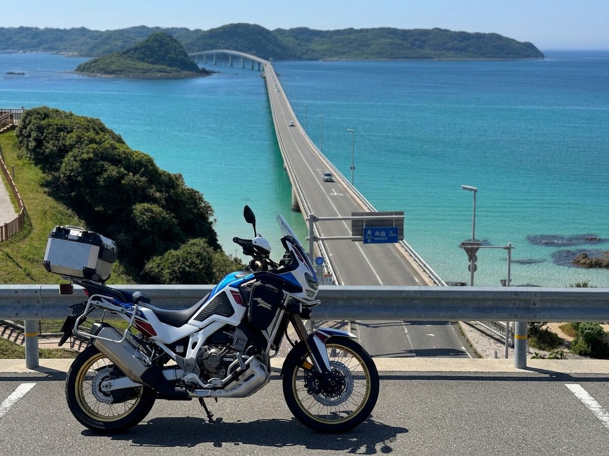 角島大橋とアフリカツイン