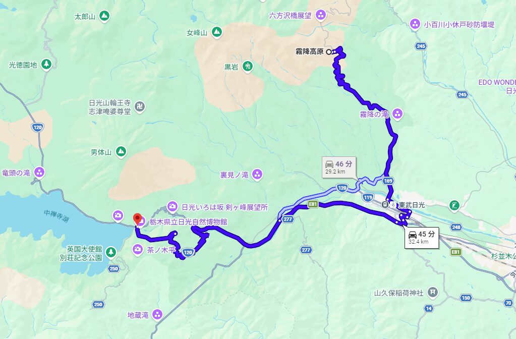 日光・霧降高原道路と日光いろは坂