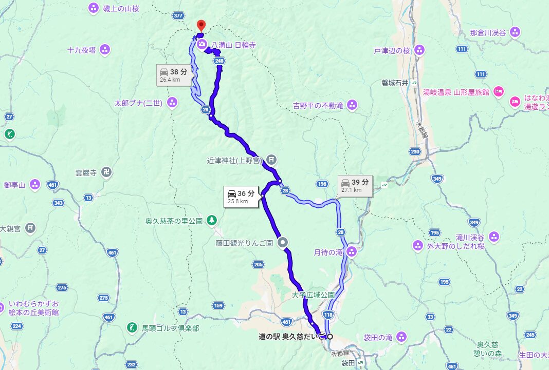 奥久慈・八溝山周辺ルート